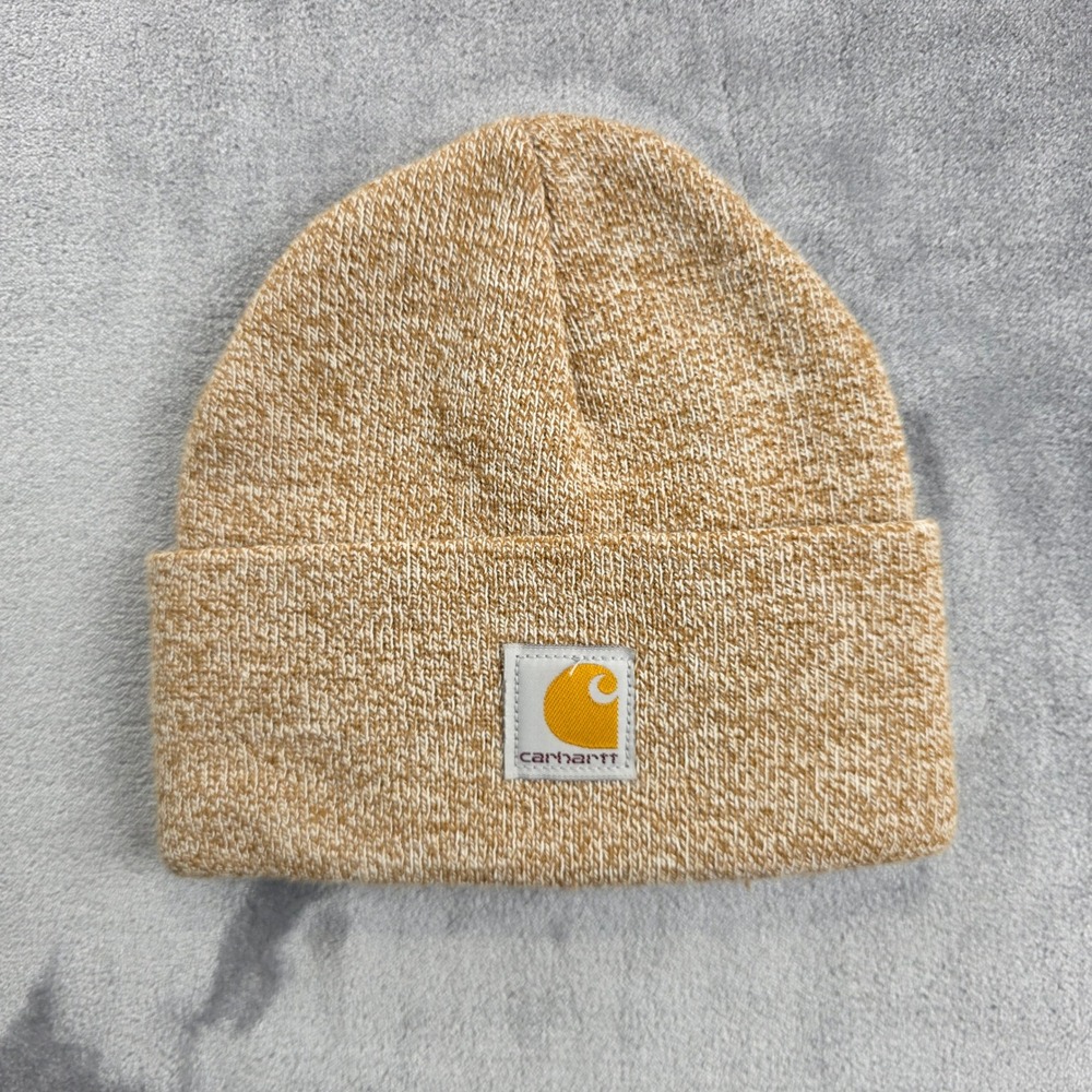 Carhartt Beanie Youth OS Tan Marled Knit Logo Patch‎ AH8998 Hat